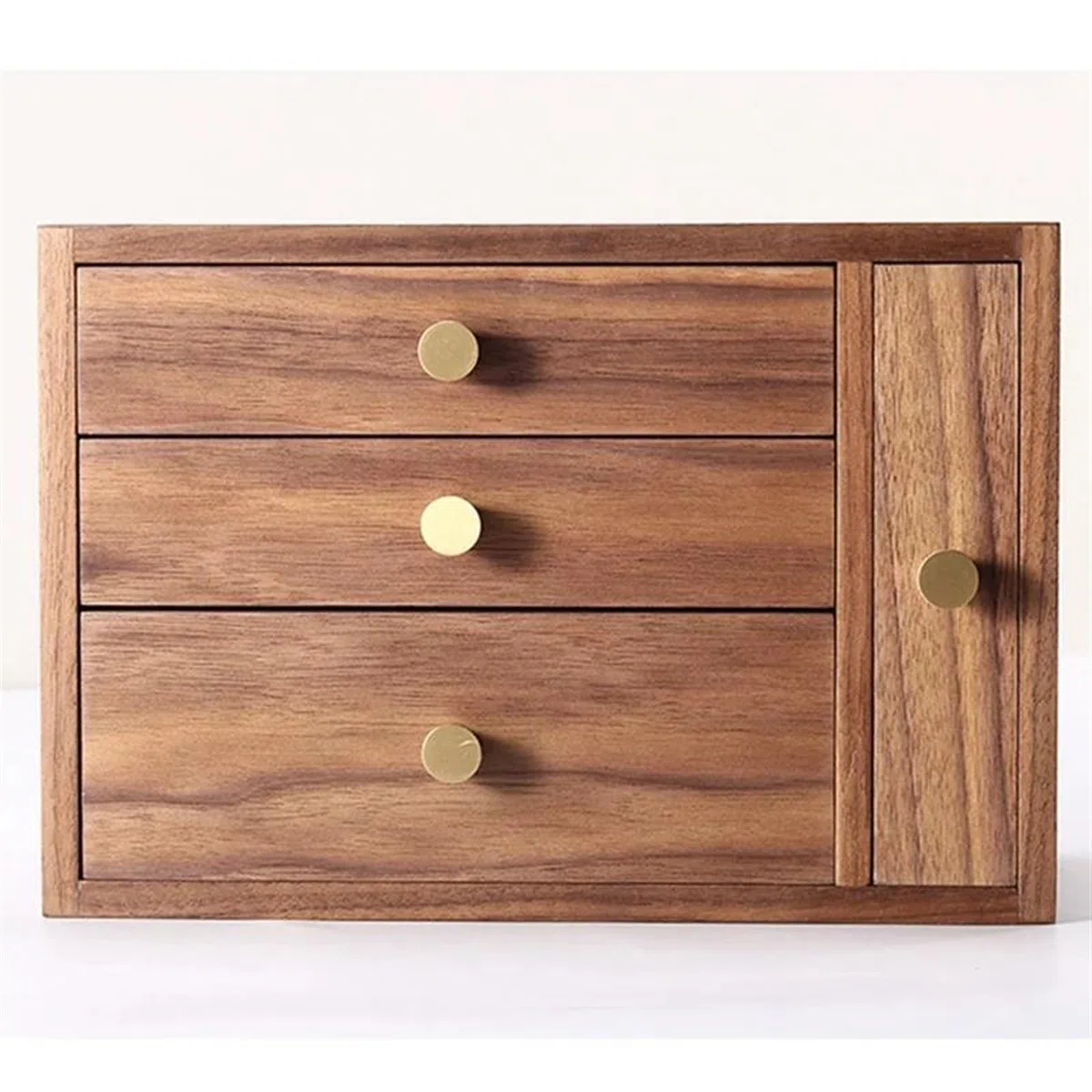 Joyero Viaje Caja Joyería Madera Maciza Nogal Negro Con Espejo Almacenamiento Hecha Mano Grabado Joyeros