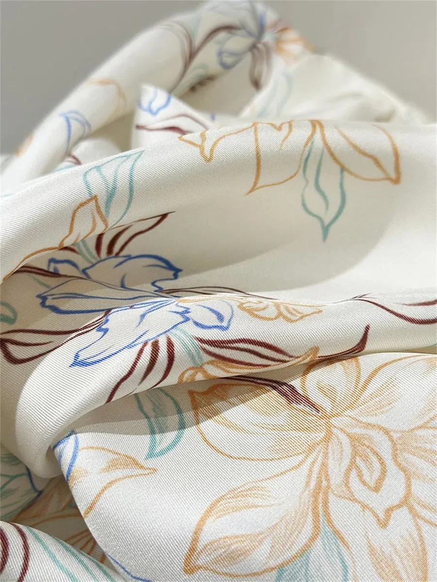 Blusas florales para mujer, 100% seda real, cuello redondo, manga larga, elegante