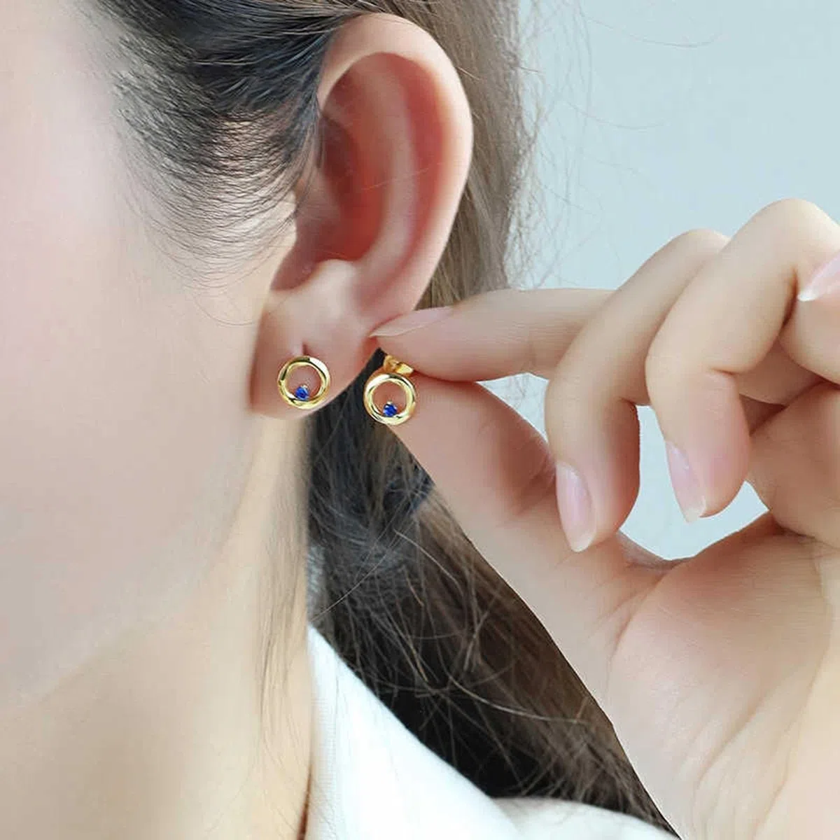 Pendientes de aro pequeños para mujer, pendientes de boda, joyas auténticas, oro amarillo y oro blanco