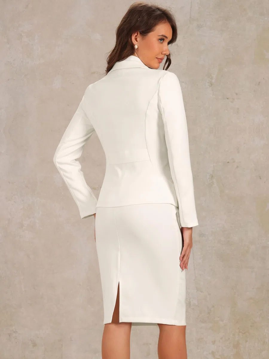 Allegra K 2 Piece Suit Skirt Set Negocios Mujer