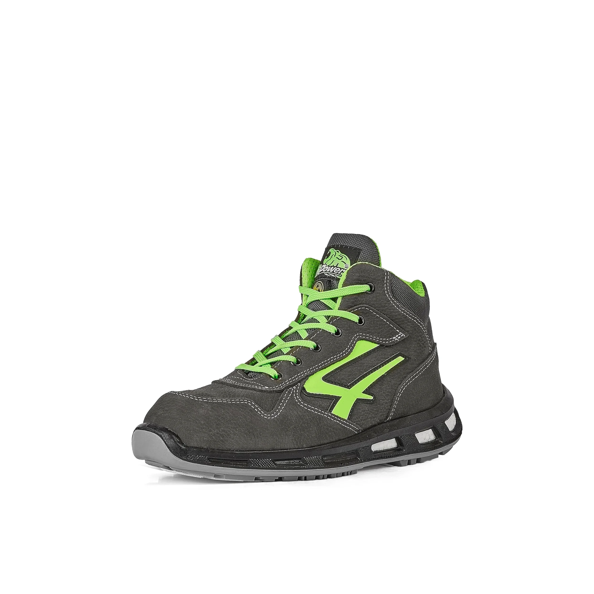 U-Power Red Lion Hummer, Safety Shoes,Zapatos de Seguridad, Altos, Ligeros y Flexibles, Antiperforación, Antipinchazos, con Inserto Infinergy, con Puntera de Aluminio - Grey & Green 43