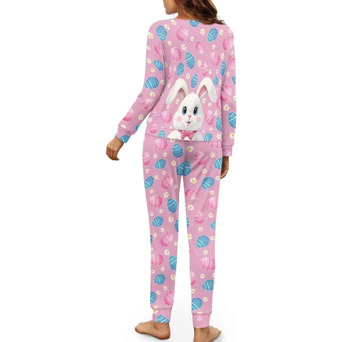 Generisch Pijama largo para mujer, suave y acogedor, pijama de manga larga de dos piezas con pantalón con cordón para relajación y sueño reparador en casa.