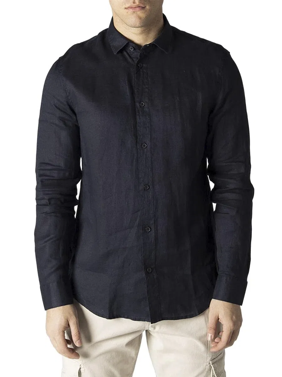 Armani Exchange Regular, Sur Ton Embroidered Logo Camisa de los Hombres