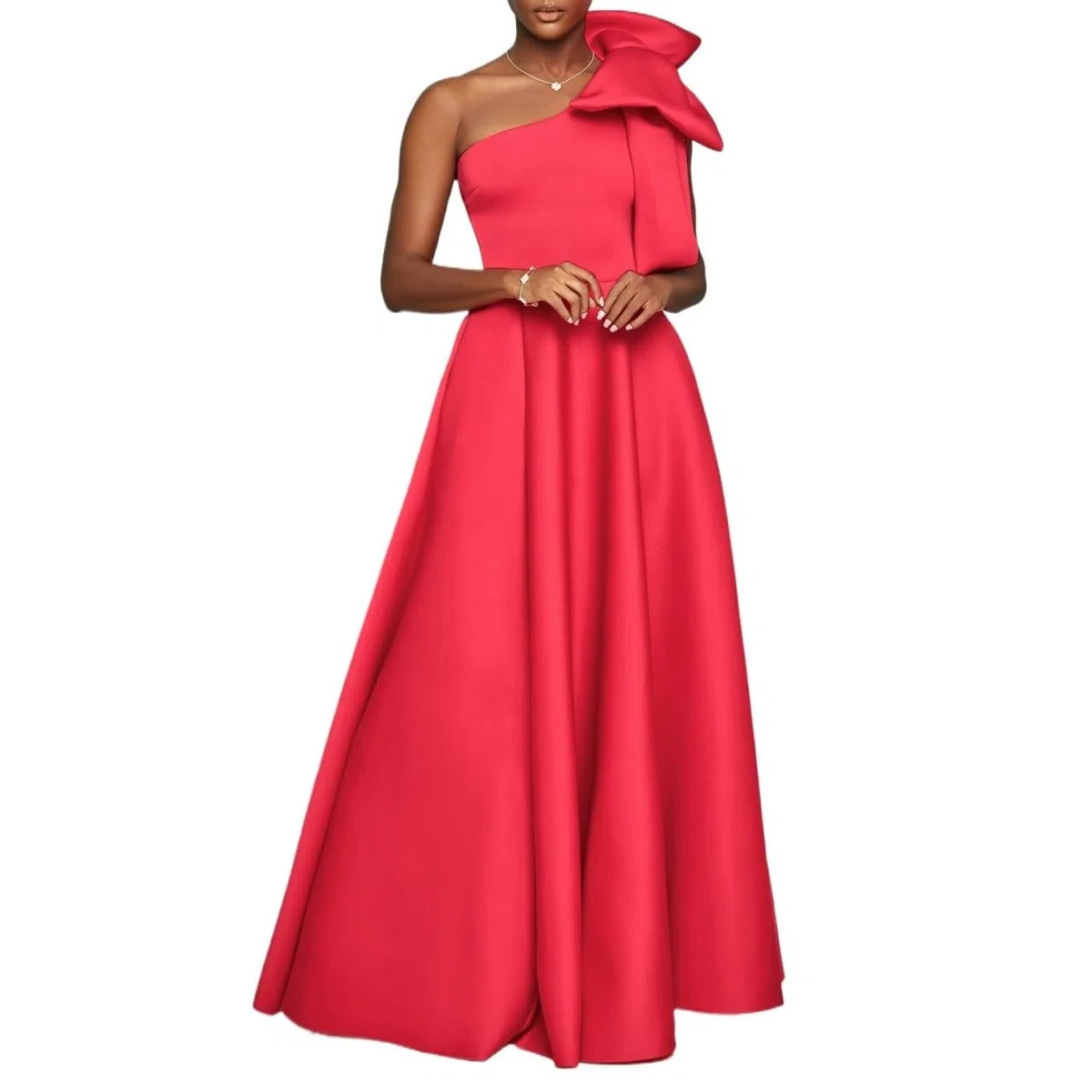 Vestido De Noche De Un Solo Hombro Para Fiesta Con Lazo Vestido De Noche Formal Elegante Para Invitada De Boda, Largo Hasta El Suelo, Con Abertura En El Bajo Y Corte En A
