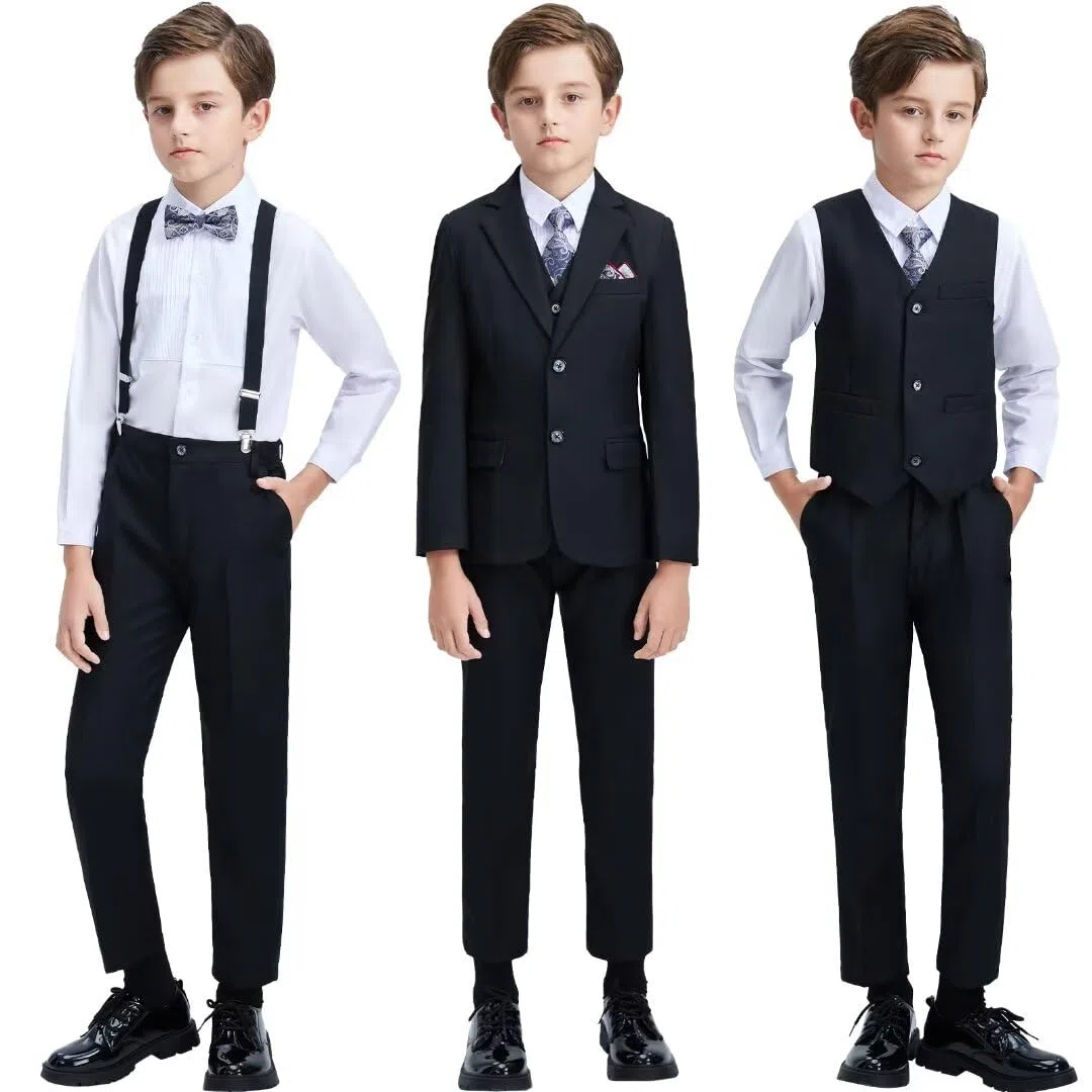 Traje formal para niños pequeños, traje de portador de anillos para adolescentes, niños, boda, esmoquin, comunión, vestido