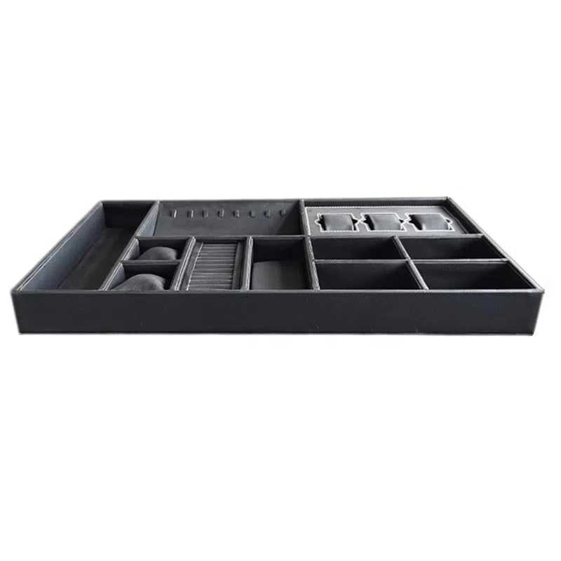 Bandeja organizadora de Joyas apilable: separadores para Collares, Anillos y Pulseras, Organizador para cajones (Gris a)