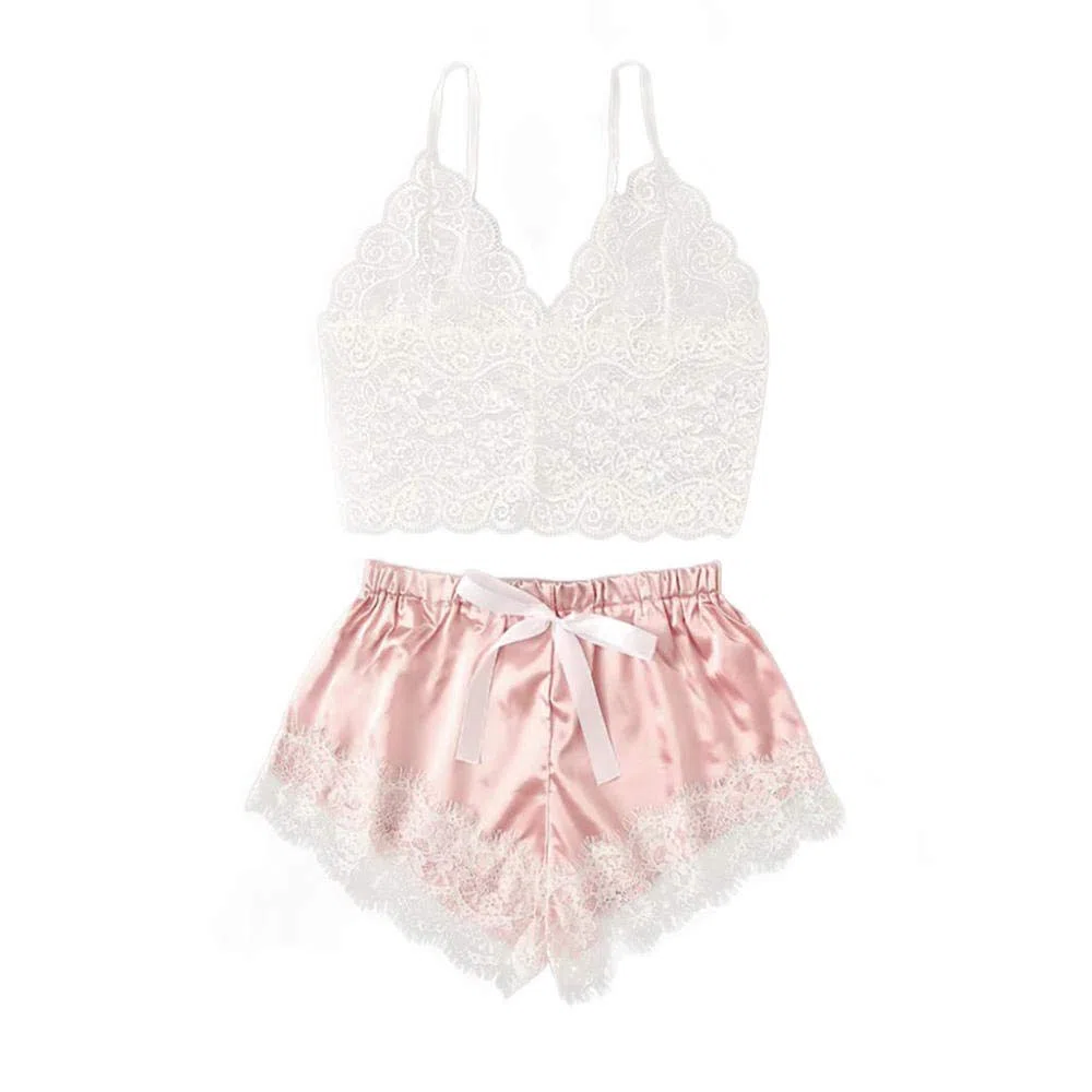 Mujer Sexy Color Fina Lenceria para Dama Sensual y EleganteConjuntos de Pijamas para Mujer Sujetadores Sexis para Mujer Ropa de Dormir de Encaje Sexy Ropa Interior Tops Conjuntos de Bragas