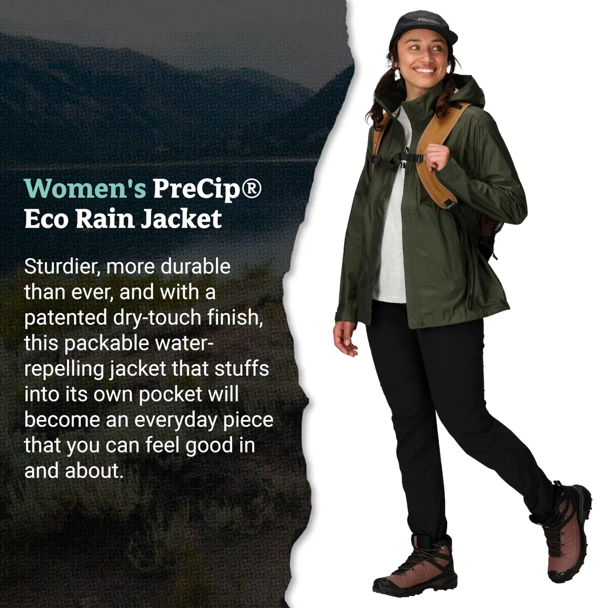 Marmot Damen PreCip Eco Jacket, Wasserdichte Regenjacke, winddichter Regenmantel, atmungsaktiver, faltbarer Hardshell Windbreaker, ideal zum Fahrradfahren & Wandern