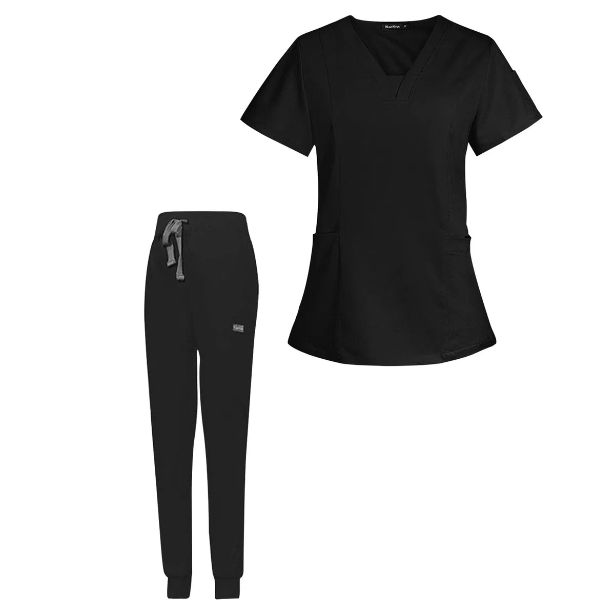 #N/A/a Conjunto de Uniforme Médico para Mujer, Traje Cómodo Lavable a Máquina con Escote en V para Salón de Belleza, Negro, M