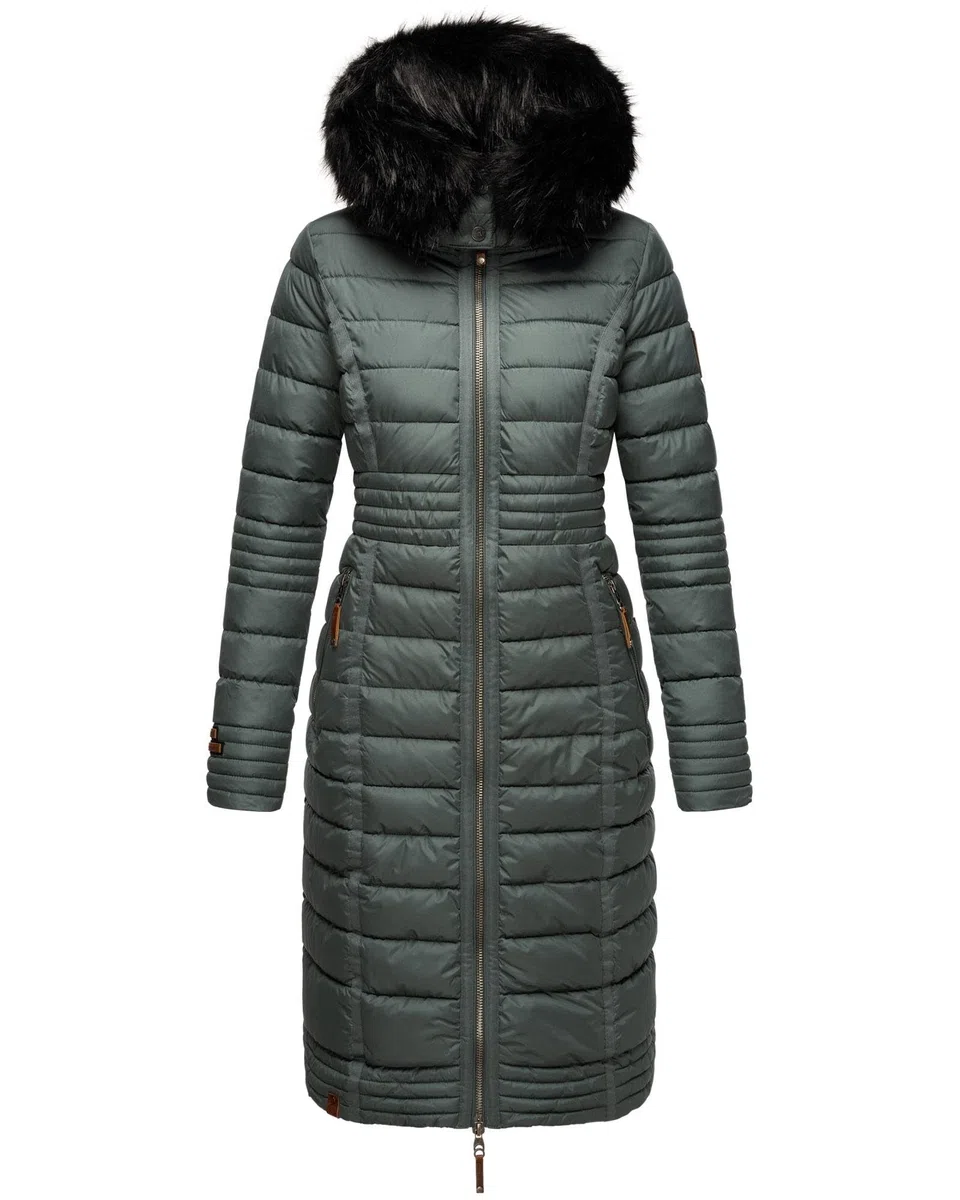 Navahoo B670 - Abrigo de invierno para mujer, acolchado largo, cálido, de peluche