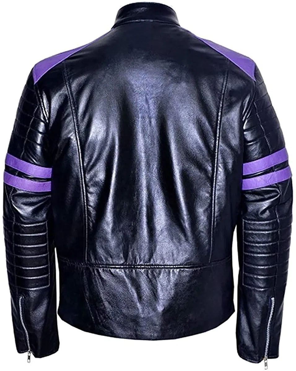 Mayhem - Chaqueta de cuero para motociclista a rayas estilo Fight Club para hombre