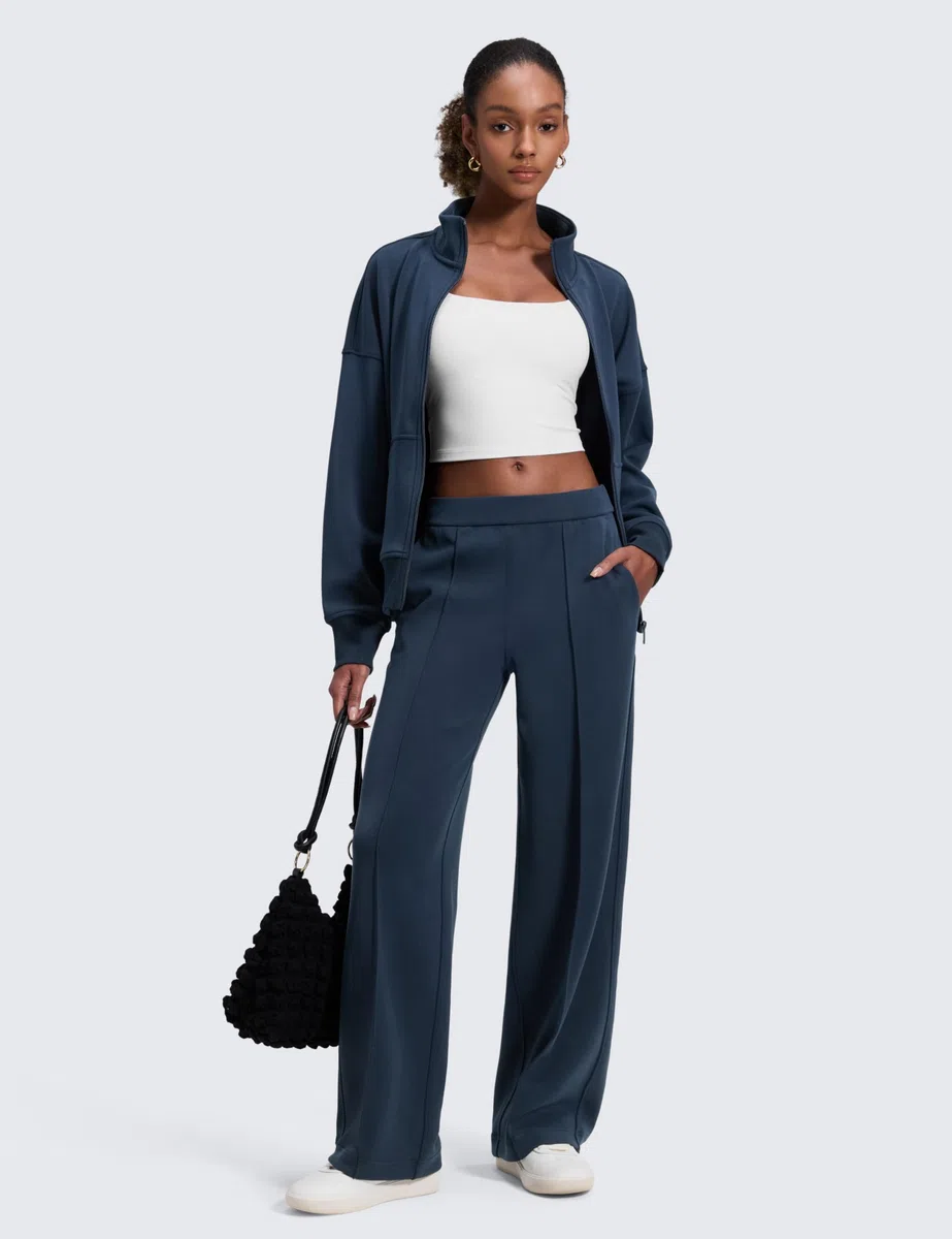 CRZ YOGA SoftAura Pantalón de Pinzas 76cm | Casual, Textura Aterciopelada, Modal, Pierna Recta, Bolsillos, para Mujer