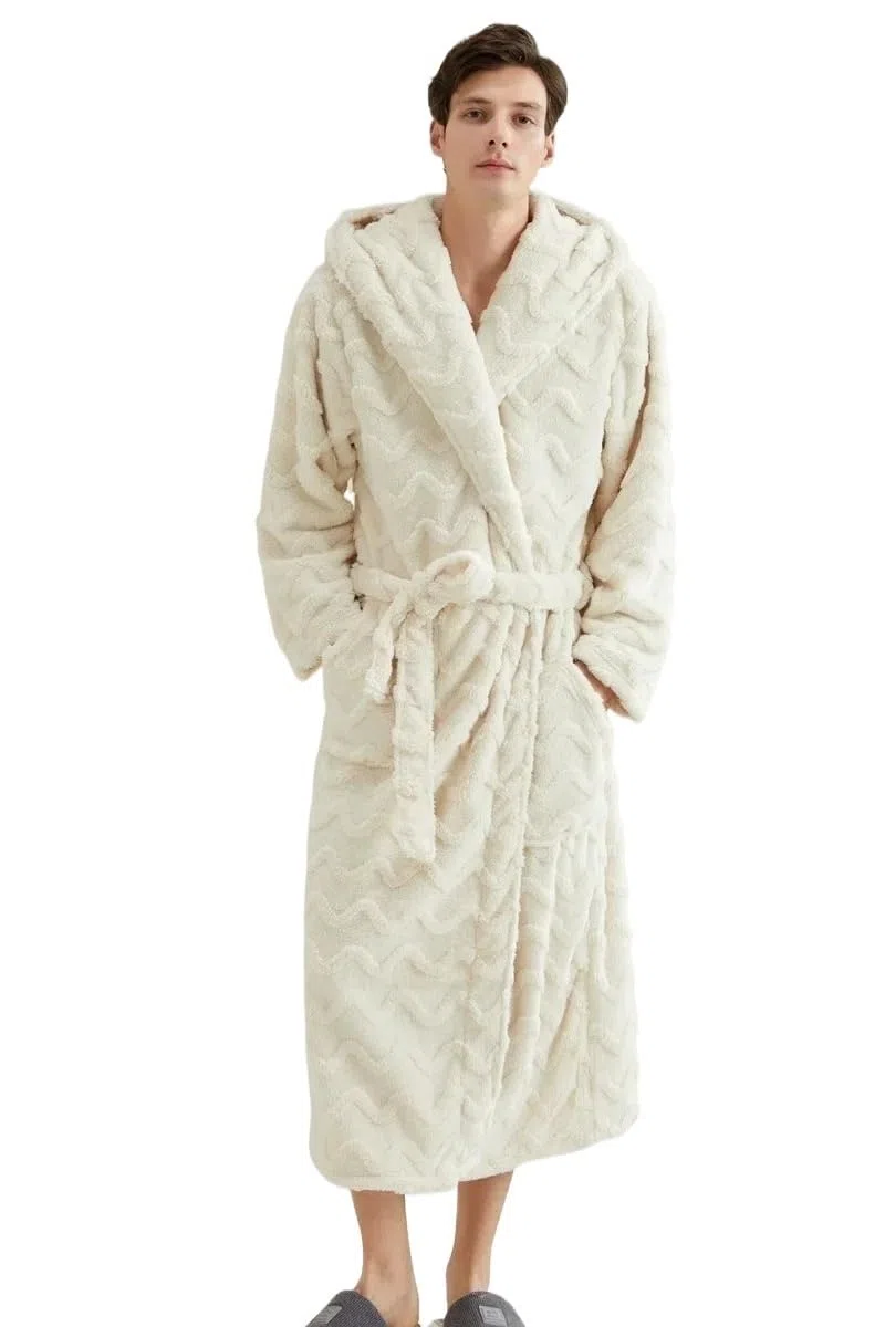 Albornoz Mujer Ropa de dormir for parejas otoño e invierno, bata con capucha, ropa for el hogar, baño gruesa y holgada Albornoz Hombre
