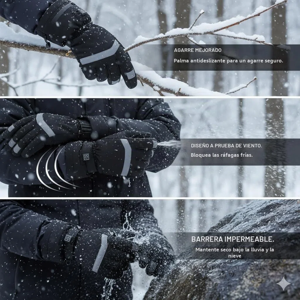 Guantes Calefactables para Hombre y Mujer, Guantes Térmicos con Batería Recargable 7.4V 3000mAh, Impermeables y Táctiles, para Moto, Esquí, Senderismo, Ciclismo, Caza - Talla M/L/XL