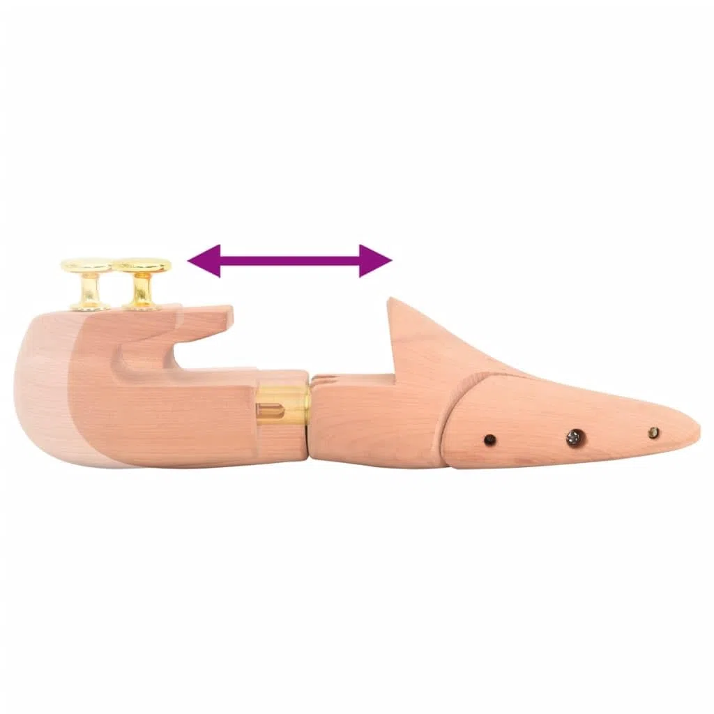 Horma de zapatos de madera de cedro maciza con calzador para la UE 42-43, moldeador ajustable y dilatador de zapatos para estabilidad de forma, absorción de humedad