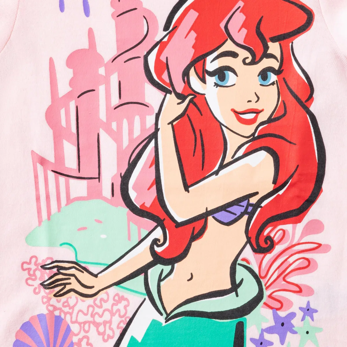 Disney Princesa Ariel, Cenicienta, Belle, Camiseta de manga corta para niñas pequeñas y grandes