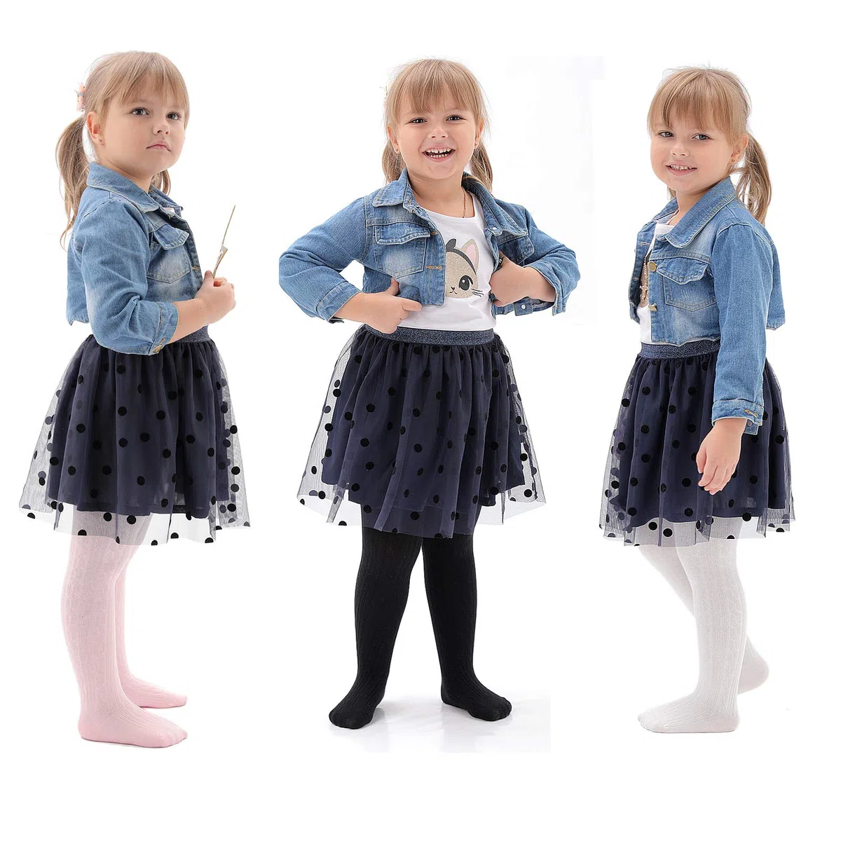 EPEIUS Mallas Gruesas De Punto Trenzado Para Bebé Niña, Medias Algodón Recién Nacido, 3/4/5/6 Unidades, Cablenegro/ , Paquete 3, Eses, Blanco, Rosa, 12-24 M