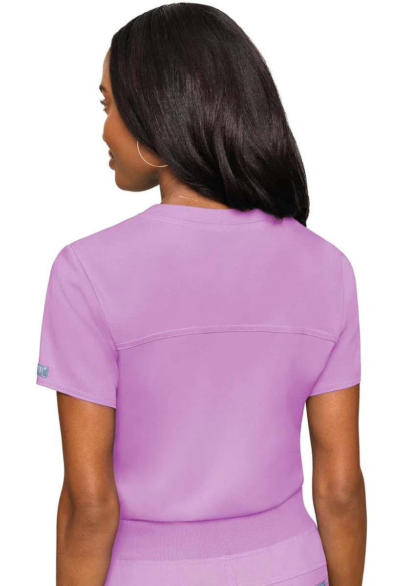 Med Couture Conjunto de uniforme médico para mujer con cuello en V MC7448 y pantalones elásticos en 2 direcciones 7710, lila, camiseta XL / pantalón XL