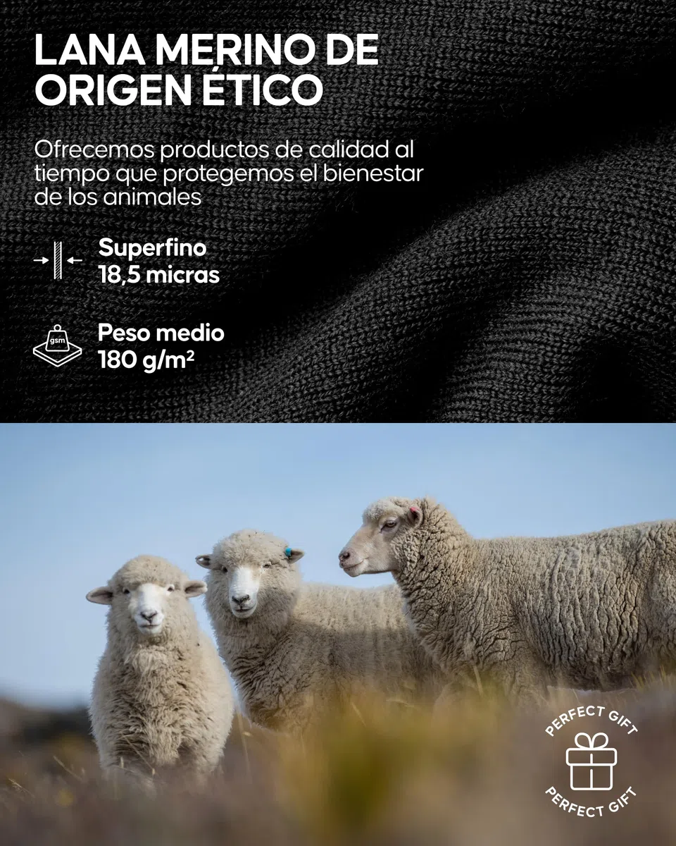DANISH ENDURANCE Capa Base Media Cremallera Merino Hombre, Conjunto Térmico