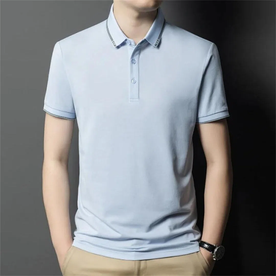 Polo clásico de manga corta con solapa y media manga para hombre, color liso, blanco, 4XL