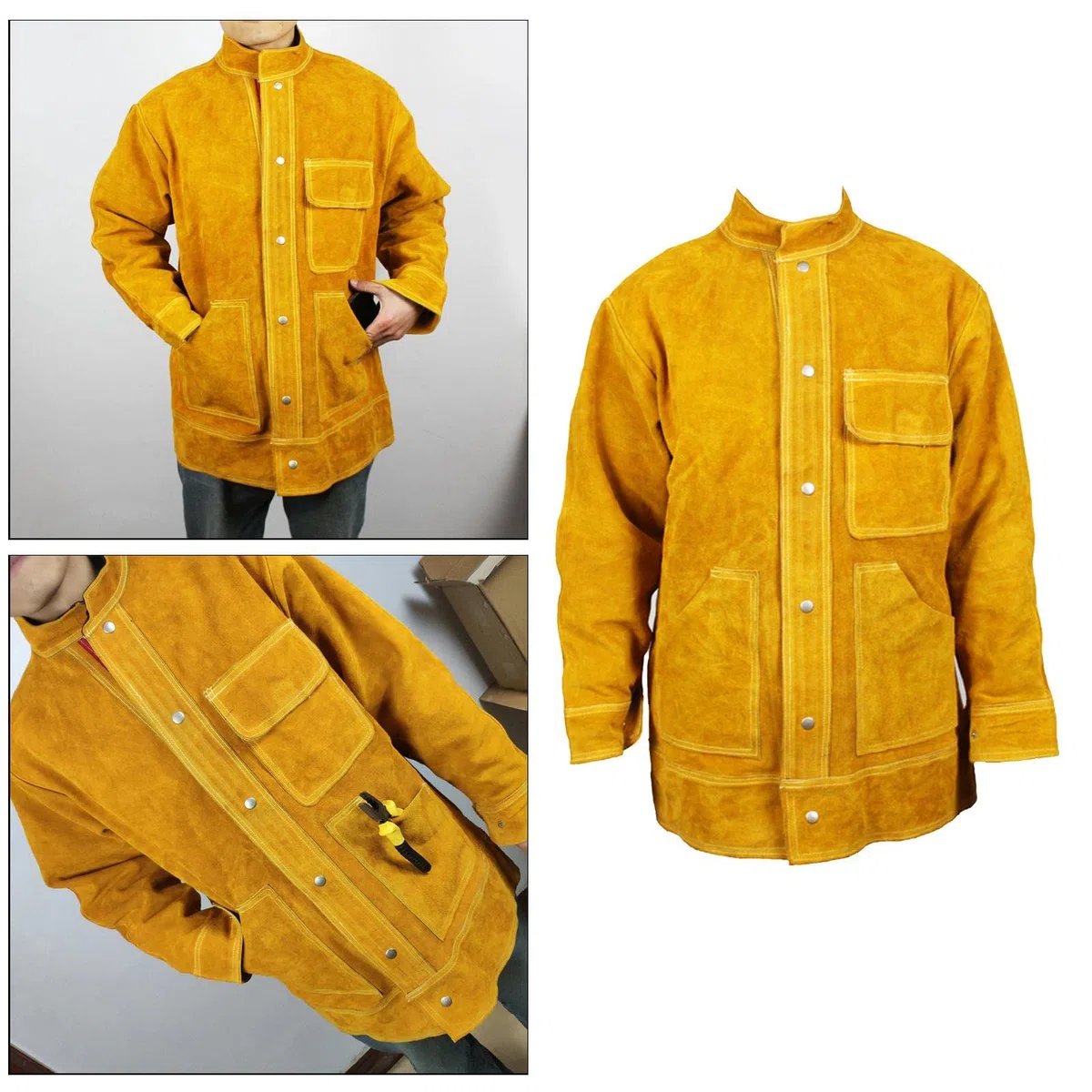 Chaqueta de Soldar de Cuero de, Delantal Protector, Traje de Soldador