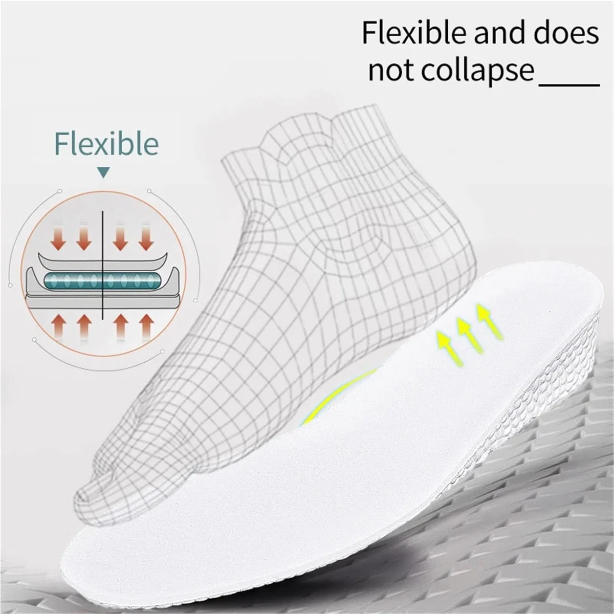 Plantillas Altura Hombre Plantilla de aumento altura, espuma viscoelástica, transpirable, unisex, suela interior, plantilla for zapatos, elevación del talón(Boost2.5cm,EU43-44(270mm))