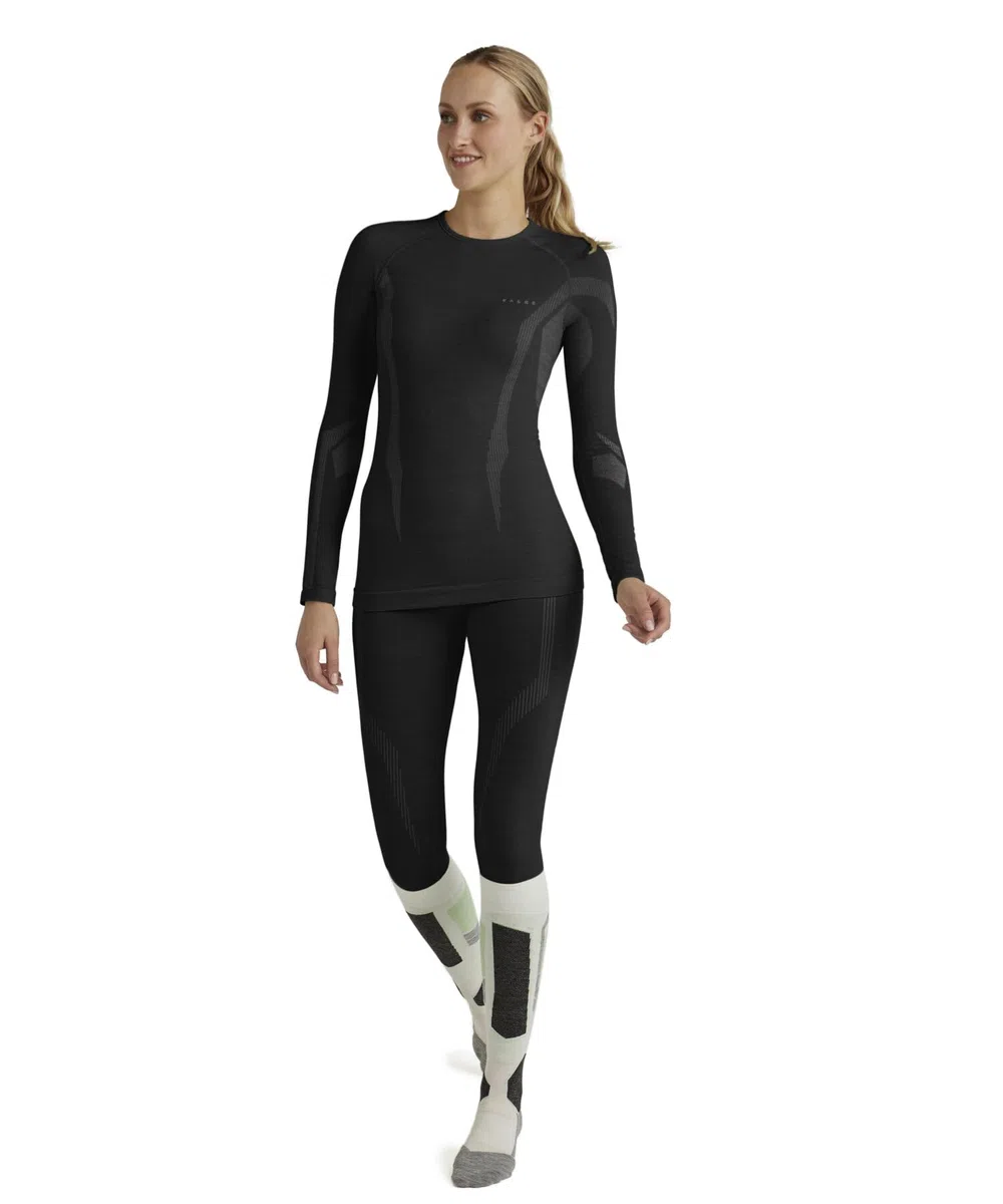 FALKE Mujer Camiseta de Manga Larga Wool-Tech Black (3000), M