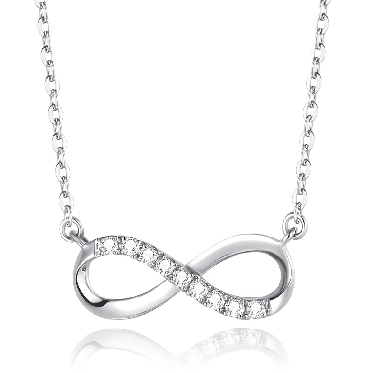 FANCIME Colgante de infinito para mujer de oro 585 de 14 quilates, collar minimalista con diamantes auténticos, joyas para mujeres y niñas, longitud de la cadena ajustable: 40 + 5 cm