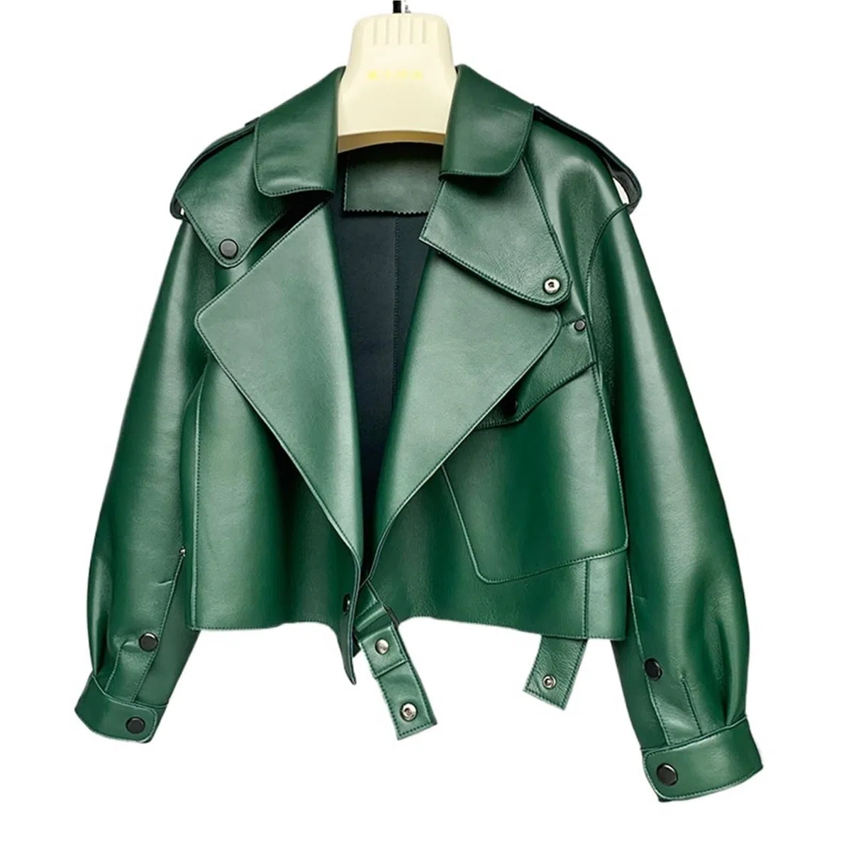 Chaqueta Cuero Mujer Chaqueta de cuero for mujer, abrigo piel oveja, for invierno y primavera, estilo motociclista Para salir