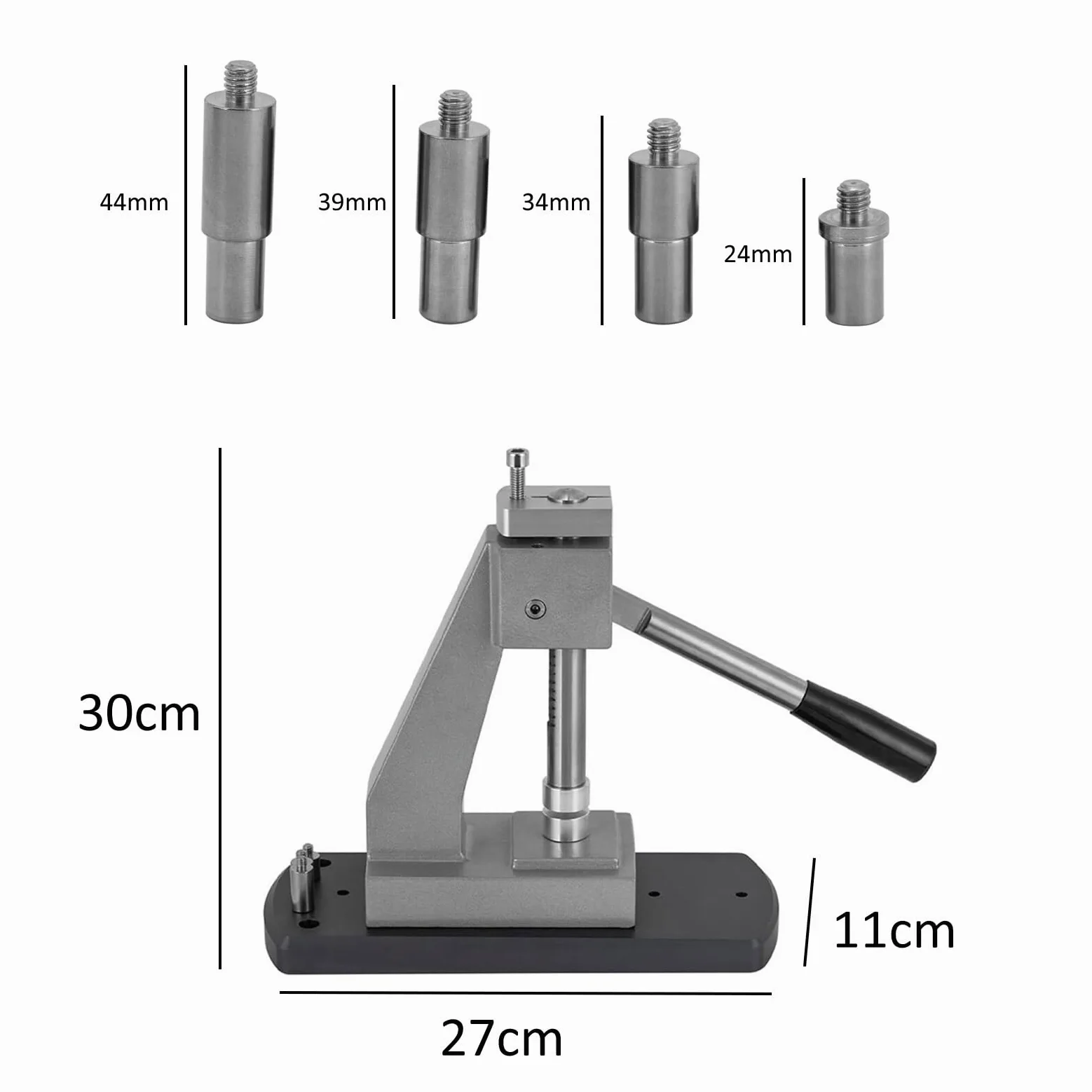 Kit de herramientas de prensa de reloj con 25 troqueles de aluminio, base de aleación de aluminio para cierre trasero de reloj y reemplazo, ideal para talleres de reparación y entusiastas