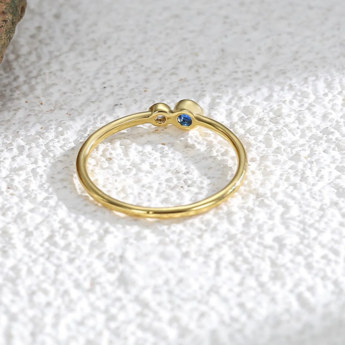 Anillos de zafiro para mujer, oro auténtico, alianzas de oro de 9 K/14 K/18 K, oro amarillo delicado para mujeres