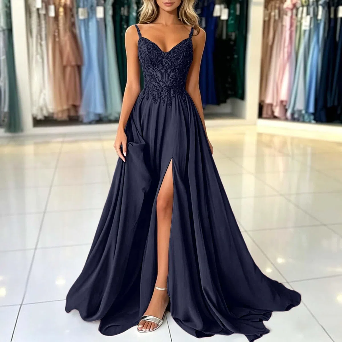 Genérico Vestido Fiesta Mujer Vestido de Noche para Mujer línea A Hombros Descubiertos de Dama Honor Elegante Largo Fiesta Bodycon Formal invitado Boda graduación2026