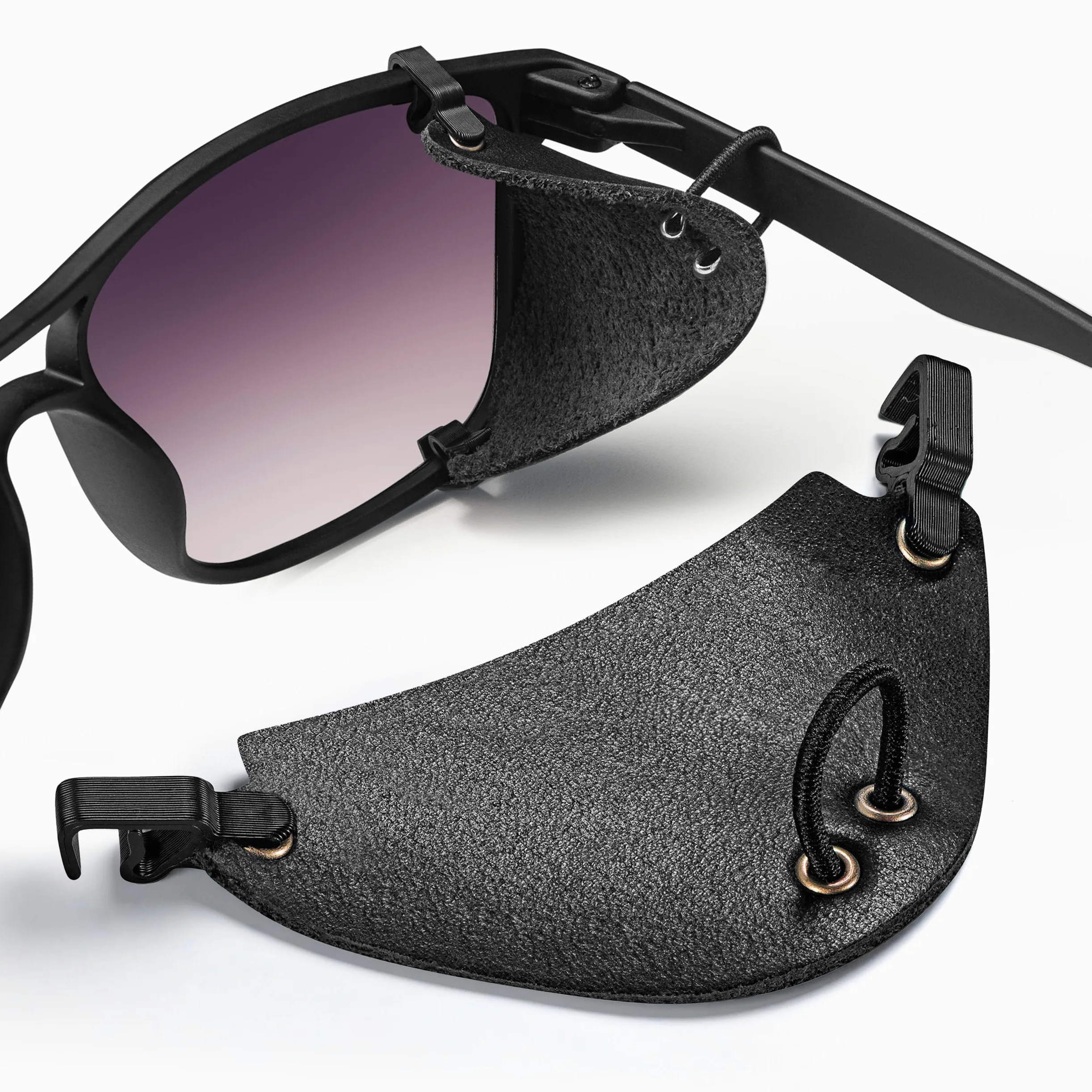 Negro Protector lateral desmontable para gafas de sol, protector lateral de cuero para proteger sus ojos, protector lateral universal