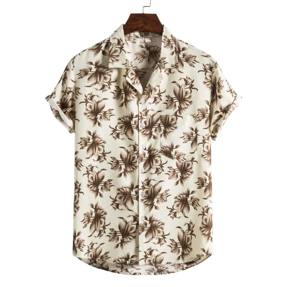 Camisa Hawaiana Hombre, Camisa Hawaiana Para Hombre Y Pantalones Cortos De Playa Hawaianos Conjunto De Flores De Albaricoque De Algodón Trajes De Hawaii Camisa De Playa De Manga Corta Casual Y Pant