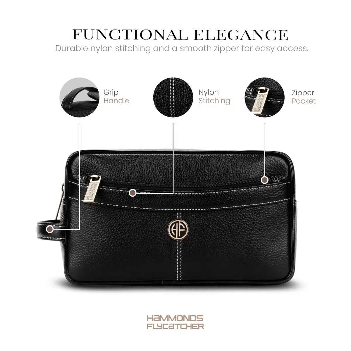 Hammonds Flycatcher Bolsa de afeitado de cuero genuino para hombre, kit de cuero Dopp, bolsa de aseo de viaje, organizador de kit de higiene y aseo personal, cuero libre de crueldad y estuche de