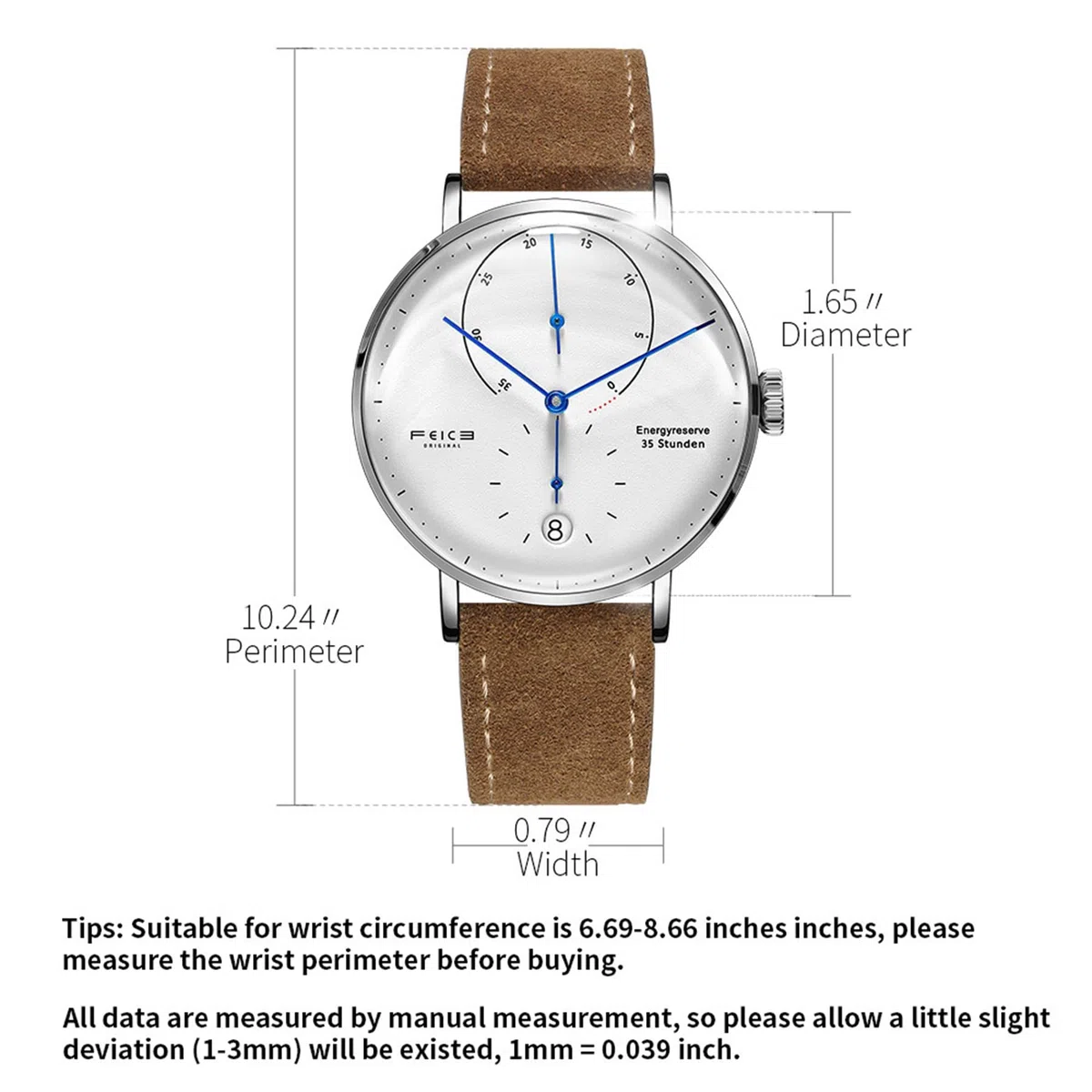 FEICE Reloj Automático para Hombre Reloj Bauhaus Reloj Mecánico Acero Inoxidable Espejo Arqueado Reloj Analógico de Moda Unisex