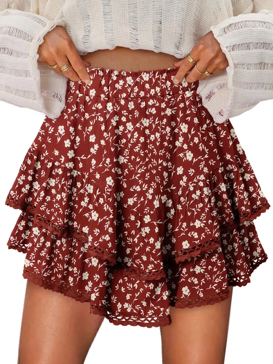 onlypuff Pantalones cortos fluidos para mujer, minifaldas con volantes, cintura alta, pantalones cortos de tenis para adolescentes, pantalones cortos de verano