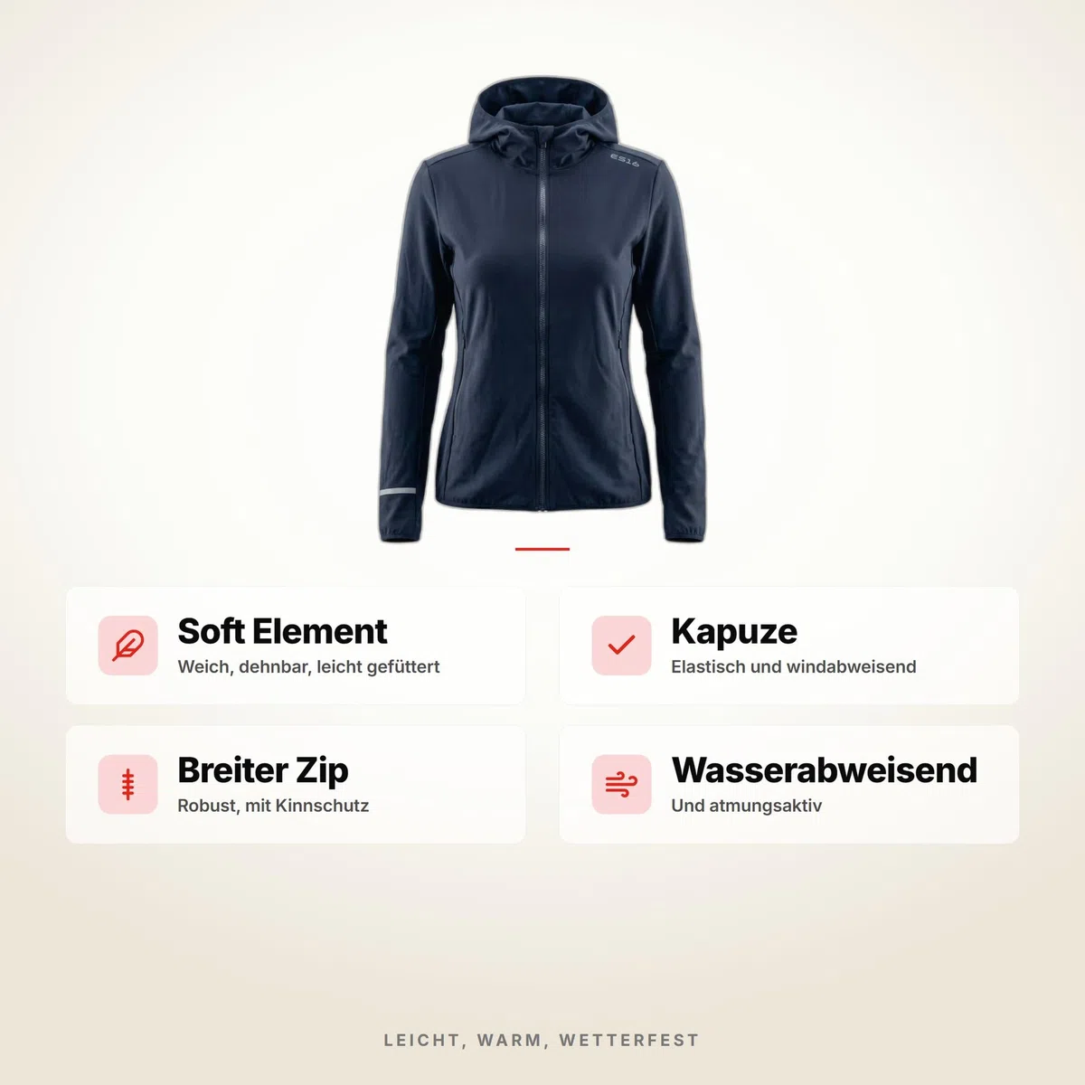 Løbejakke Soft Element Chaqueta Running Mujer | Cortavientos Ligera y Transpirable con Cremallera Completa para Correr y Ciclismo