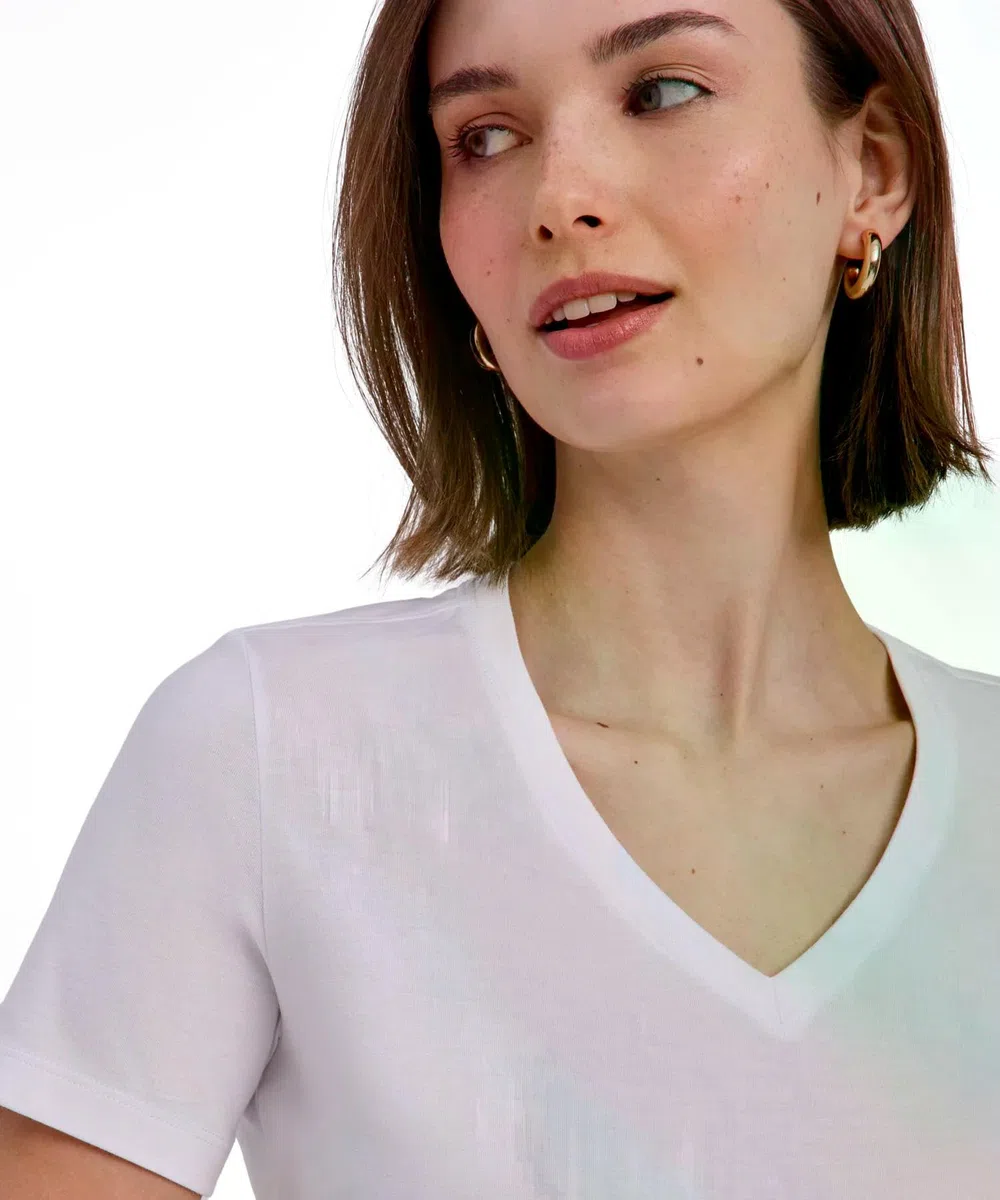 FALKE Mujer Basic V-Neck Camiseta Suave Manga Corta cómoda Ligera Transpirable algodón 1 Pieza