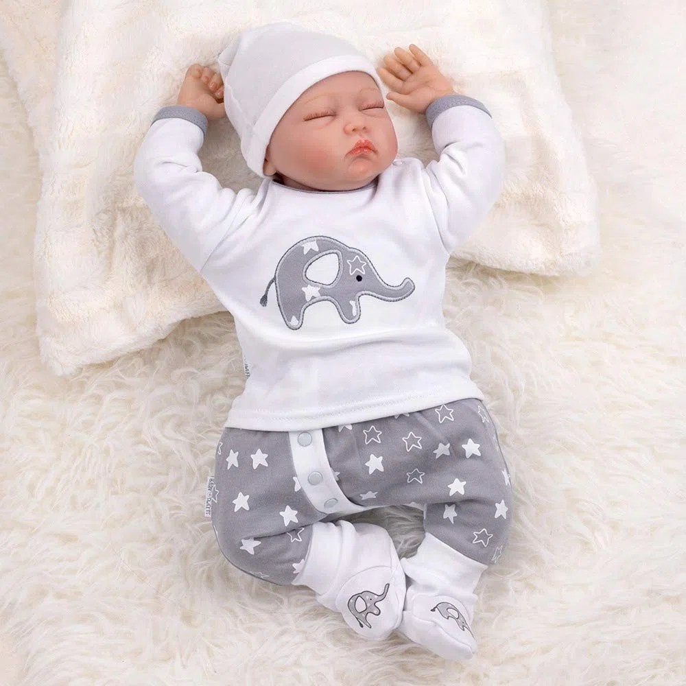 Baby Sweets Baby equipamiento inicial unisex blanco gris Diseño: Little Elephant Juego de 15 piezas para recién nacidos y niños pequeños Tamaño: blanco blanco gris Talla:Newborn (56)