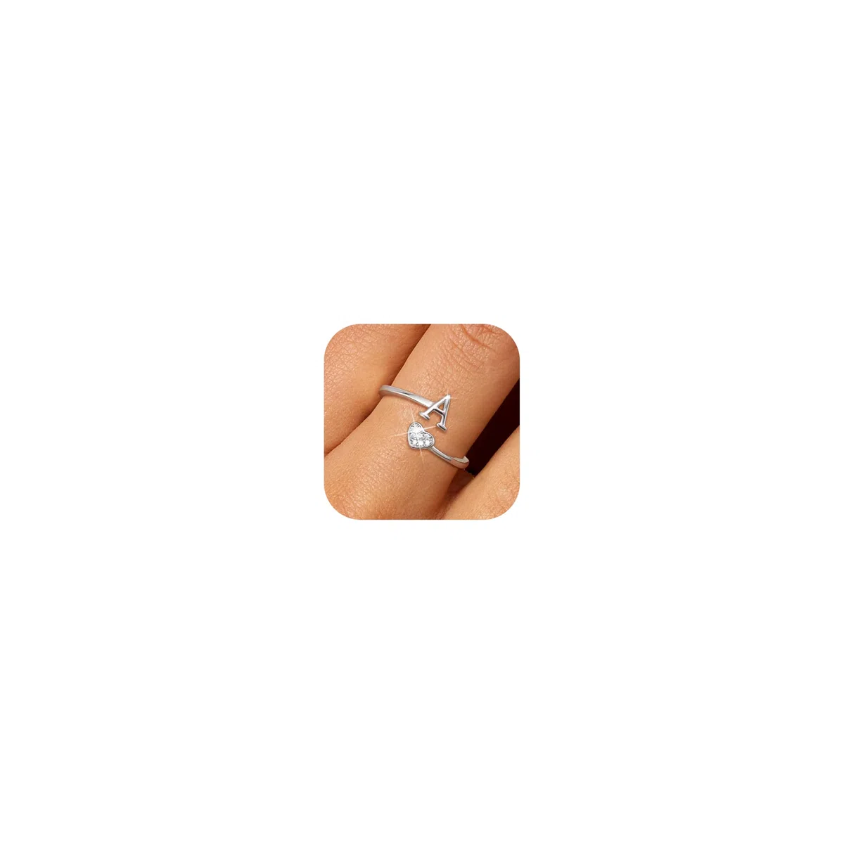 HMJGDHX Anillos de Plata de Ley 925 con Inicial de corazón para Mujeres y niñas, Anillos apilables Ajustables con Letras del Alfabeto chapados en Oro de 18 Quilates para Adolescentes