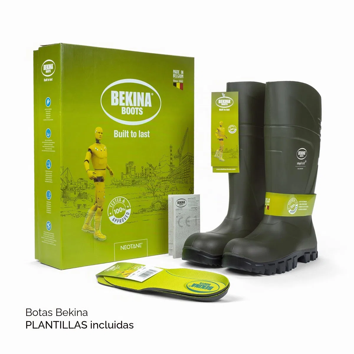 Botas de Seguridad y de Trabajo para Hombres y Mujeres Incl. Puntera y Suela de Acero de Alta Seguridad, para Uso agrícola, garantizan una excelente adherencia, Verde, EU 41