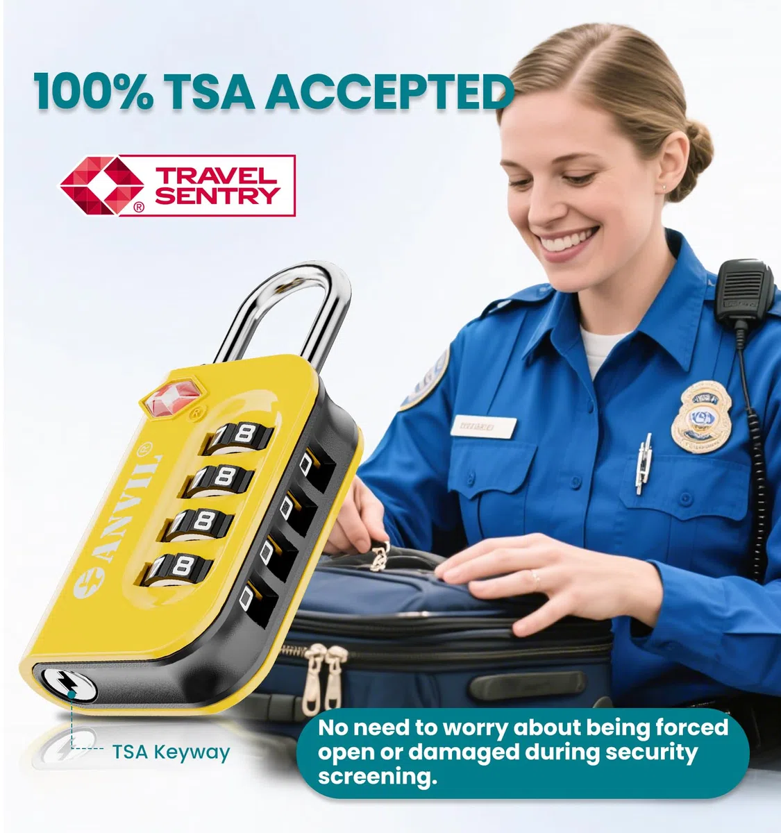 TSA Approved Luggage Lock - 4 Digit Combination padlocks with a Hardened Steel Shackle - Travel Locks for Suitcases & Baggage