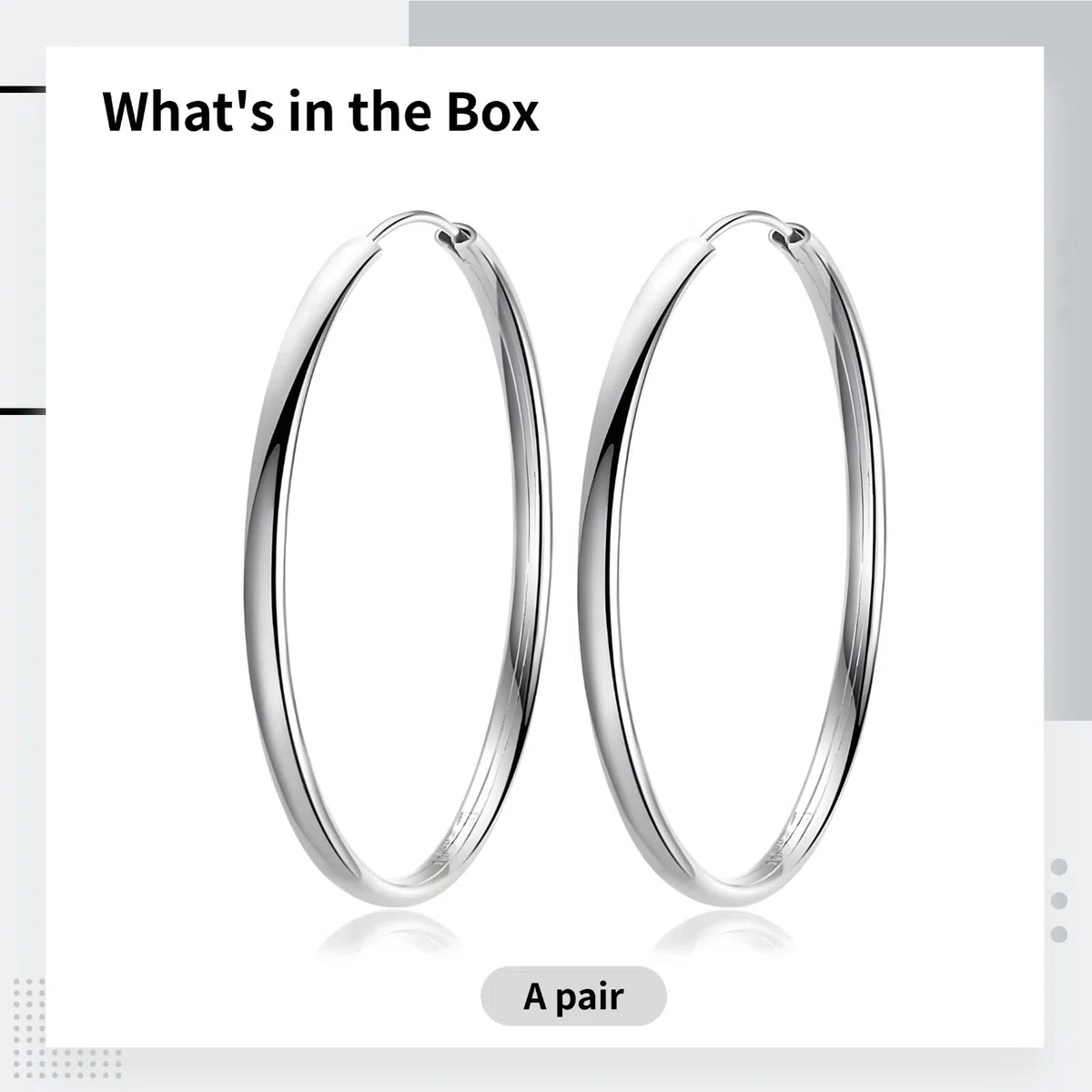 Pendientes de aro minimalistas de plata de ley 925, aros redondos de 1.18 pulgadas, pulidos para orejas sensibles, 30 mm para uso diario