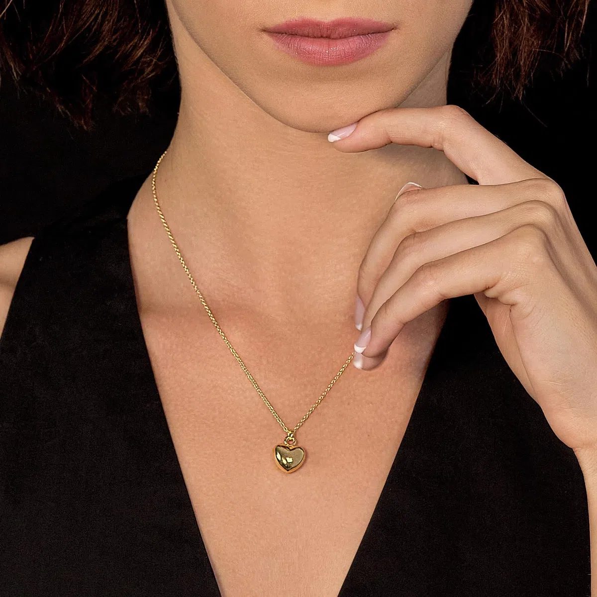 MIORE Collares de Oro para Mujer con Colgante Corazón en Oro Amarillo de 9 ct 375, Con Cadena Barbada de 45 cm en Oro Macizo o Plata, Se entrega en Estuche para joyas