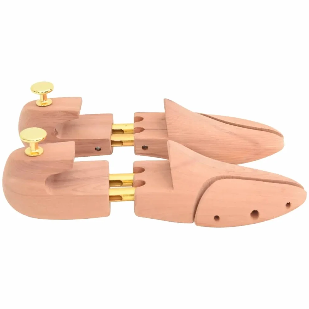Horma de zapatos de madera de cedro maciza con calzador para la UE 42-43, moldeador ajustable y dilatador de zapatos para estabilidad de forma, absorción de humedad