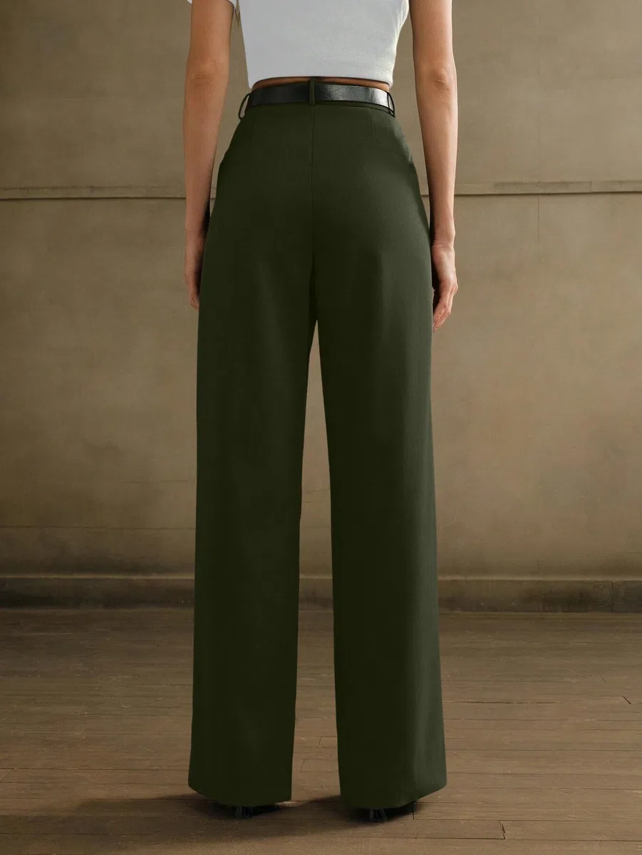 GRECIILOOKS Pantalones para mujer, cintura alta, acampanados, estilo coreano, pantalones formales para mujer, ropa de oficina, pantalones deportivos elegantes para la universidad y eventos (disponible