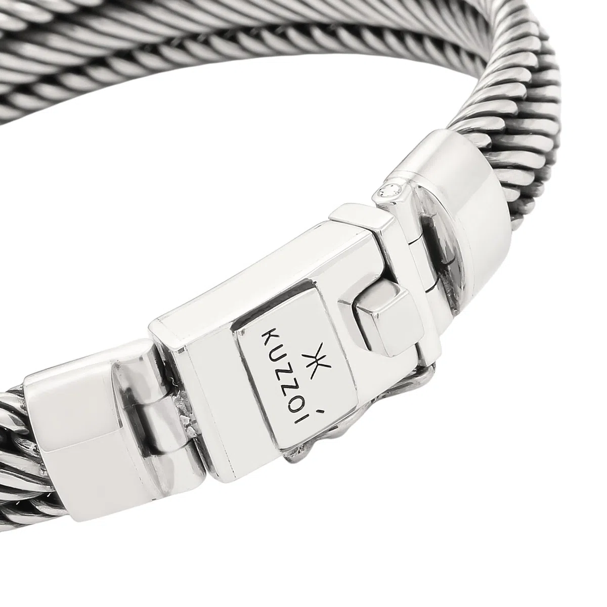 Kuzzoi Pulsera de buda para hombre hecha a mano de plata de ley 925 oxidada (10 mm) con cierre de caja, longitud 19 cm – 23 cm, 0207651725
