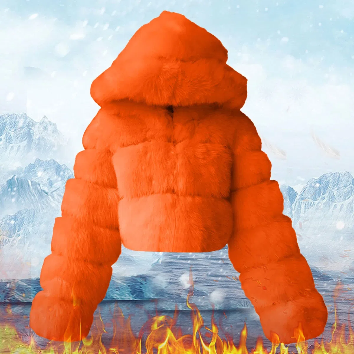 Chaqueta Mujer Invierno Abrigos De Cazadora Forro Polar，Chaqueta femenina peluda cálida con capucha corta imitación manga larga prenda abrigo estilo moderno para mujer