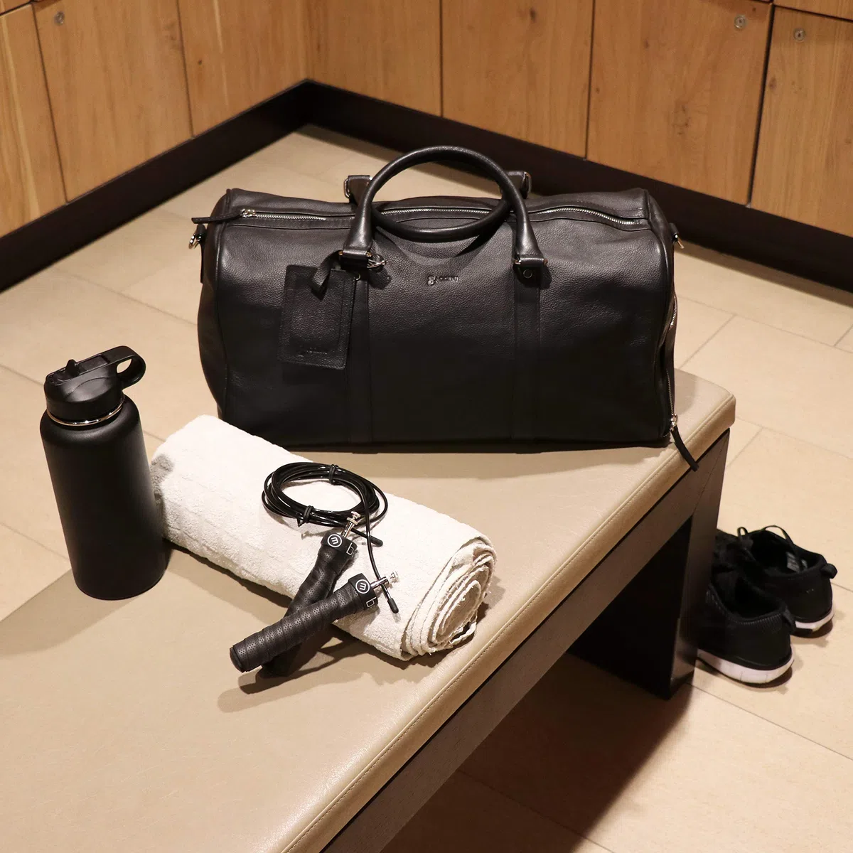 BACCINI Bolsa de Viaje Grande Cuero I Bolso de Deporte Fin de Semana I Maletín Viaje Weekender, Equipaje de Mano Cabina Florian Negro Hecho a Mano